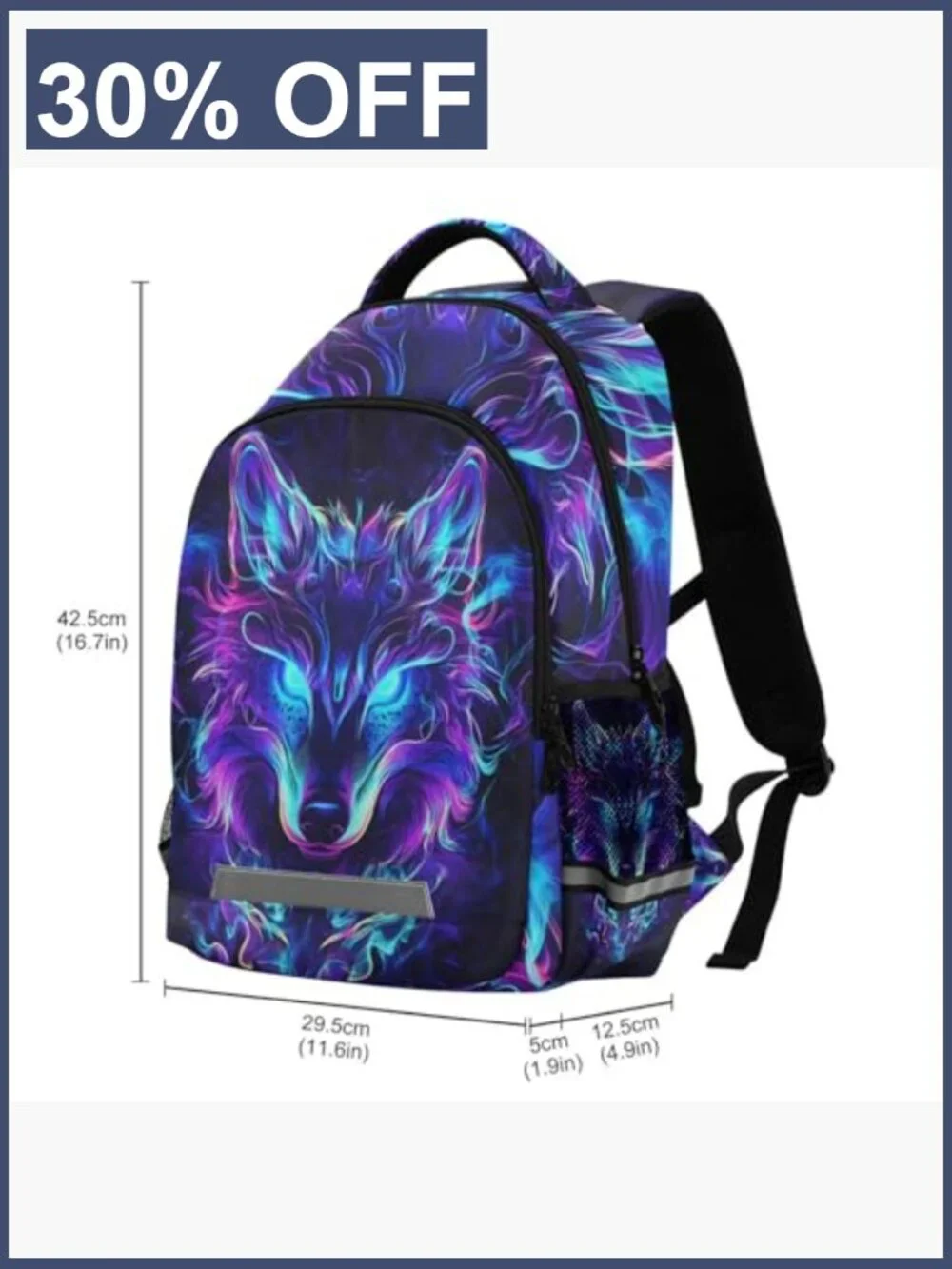 Wolf Backpack for Kids School Bag Boys Girls Travel Rucksack Bookbag Polyester
